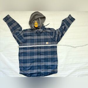 Carhartt Blue Plaid Hooded Shirt